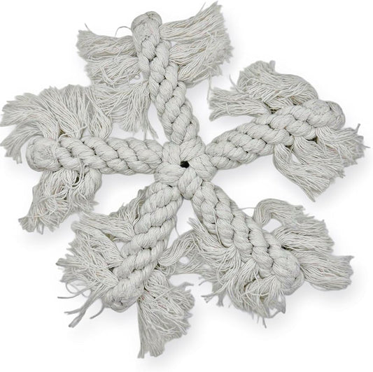 Winter Snowflake Dog Rope Toy - Holiday Pet Chew Toy for Puppies, Small & Medium Dogs