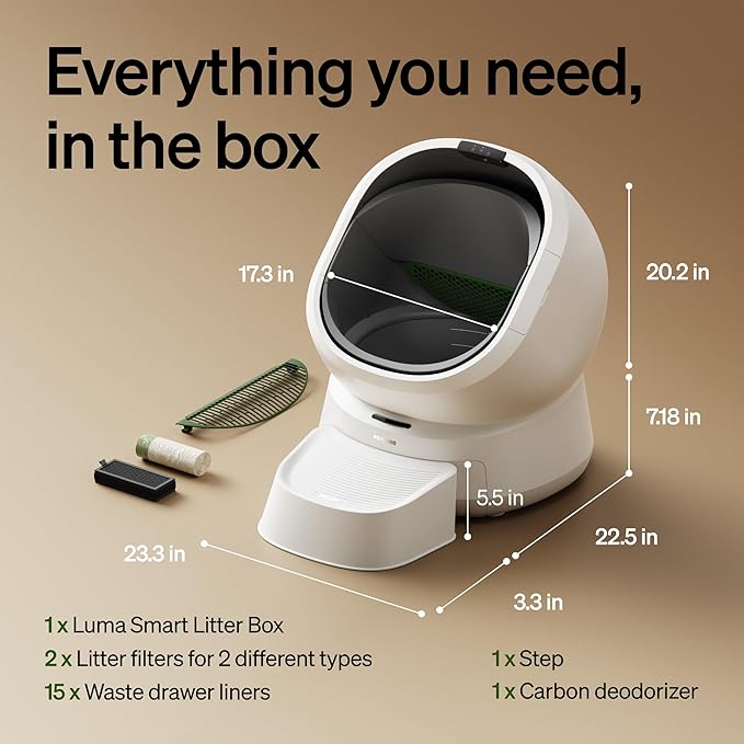 PETLIBRO Automatic Cat Litter Box Bundle with Accessories Kit, Open Top Self Cleaning Cat Litter Box with AI-Camera Waste Analysis, Odor Control, Multi-Cat Recognition, Usage Tracking & Safety Sensors