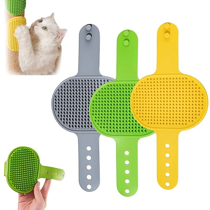Silicone Grooming Strap Pad for Cats, 2025 New Cat Self Groomer Brush Adjustable Silicone Cat Self Groomer Brush, Multifunctional Cats Combs Massager for Cats Tree Furniture Sofa Chair Legs (Colorful)