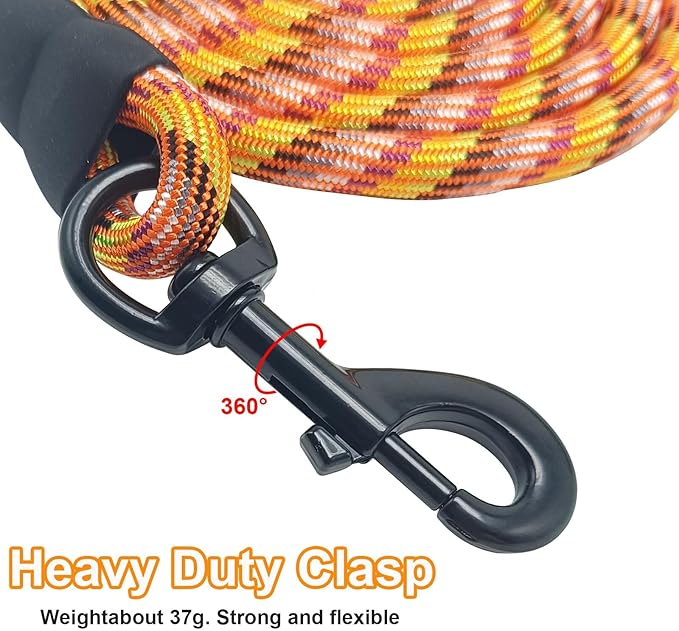 MayPaw Heavy Duty Rope Dog Leash, 3/4/5/6/7/8/10/12/15 FT Nylon Pet Leash, Soft Padded Handle Thick Lead Leashes for Large Medium Dogs (Colorful, 1/2" * 6')