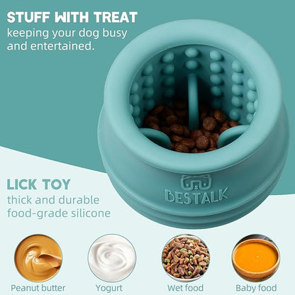 Dog Enrichment Treat Toy, Long-Lasting Wobbly Interactive Freeze Lick Toys for Dogs, Stuffable Puzzle Feeder Toy for Boredom, Silicone Treat Dispensing Chew Toy (Teal Blue,M)