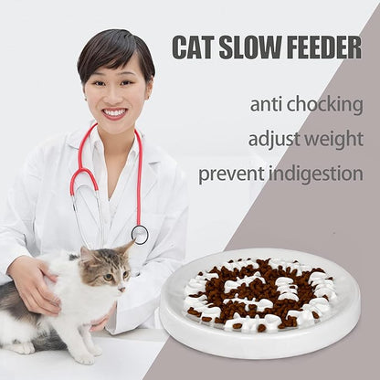 Lorde Slow Feeder Cat Bowls, Ceramic Fun Slow Feed Interactive Bloat Stop Puzzle Cat Bowl Healthy Eating Diet Pet Dog Slow Feeding Bowls… (Fish Bone)