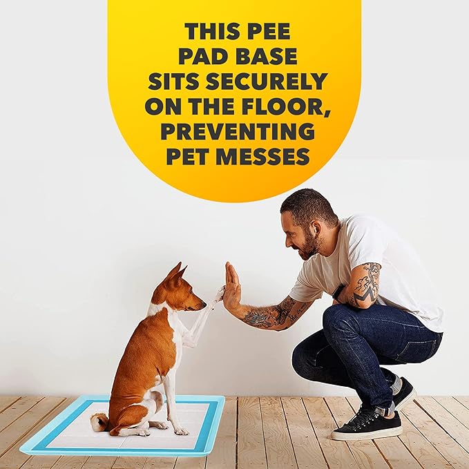 TidyFriend Dog Pee Pad Holder Tray - Fits Up to 24” x 24” Pee Pad Holder for Dogs - Stable Grip, Raised Edges, Quick-Wipe Silicone Surface Dog Pad Holder for Indoor Flooring Protection (Sky Blue)