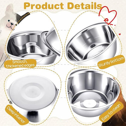 6 Pcs Stainless Steel Dog Bowl 6.5 Inch Metal Dog Bowls Food Water Container Dishwasher Thickened Puppy Food Bowls Safe Metal Plate Pet Bowl for for Small Medium Large Dogs Cats