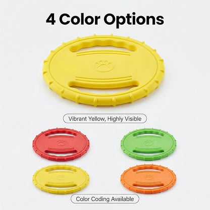 EVA Dog Flying Disc Toy, Durable Interactive Fetch with Dual Grip Holes, Non-Slip Floating Pet Toy for Small Medium Large Dogs, Outdoor Park Beach Play (Yellow)