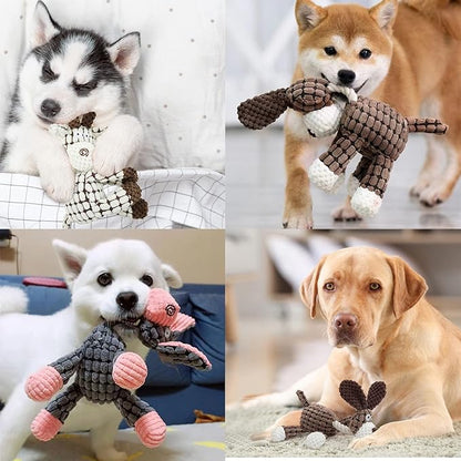 LWBMG Squeaky Dog Toys for Puppy, 3 Pack Stuffed Animal Plush Dog Toys with Squeakers, Cute Dog Toys for Teething, Dog Chew Toys for Small Medium Large Dogs
