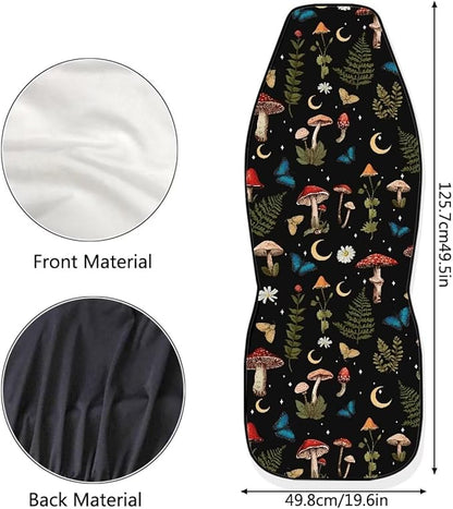 Mushroom Daisy Print Car Seat Covers Front Seats Only Set for Women Men, Easy Install Clean Universal Car Interior Covers Seat Protectors
