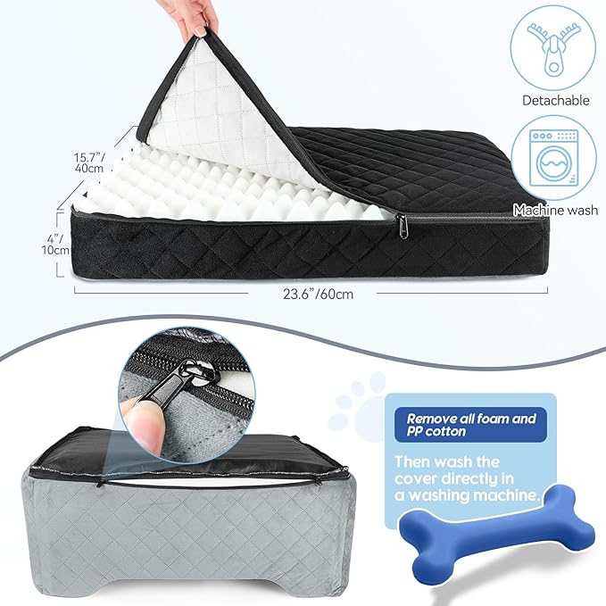 GL GLENSLAVE Dog Car Seat for Medium/Large Dogs,Pet Booster Car Seats for Under 50lbs or 2 Small Dogs, Detachable and Washable Pet Bed,Multi-Functional Travel Dog Bed(Black/Grey)