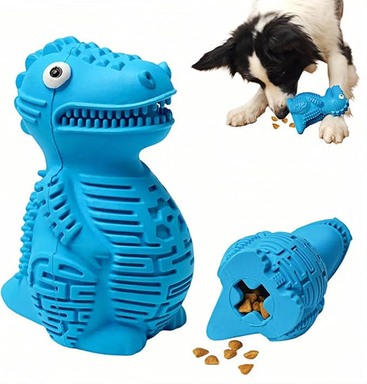 Dinosaur Dog Chew Toy – Natural Rubber, Food Dispensing & Teeth Cleaning Toy for Aggressive Chewers – Interactive Slow Feeder with Beef Flavor for Large & Medium Dogs, Durable & Non-Toxic