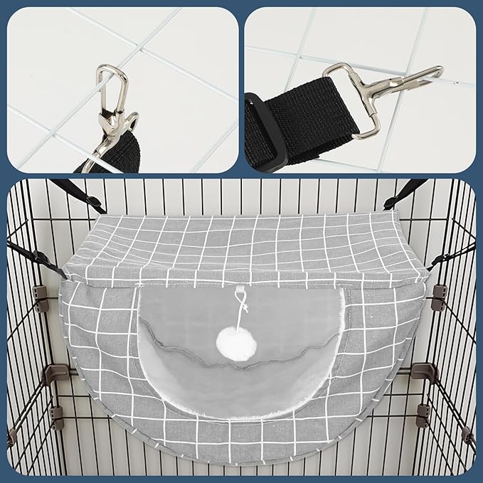 2Pcs Cat Hammock for Cage, Double Layer Cat Hanging Hammock for Cage, Soft Linen Cats Window-Hammock for Indoor Small Animals(18.5 x 15 x 10.6 Inch)