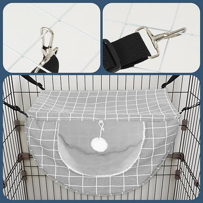 2Pcs Cat Hammock for Cage, Double Layer Cat Hanging Hammock for Cage, Soft Linen Cats Window-Hammock for Indoor Small Animals(18.5 x 15 x 10.6 Inch)