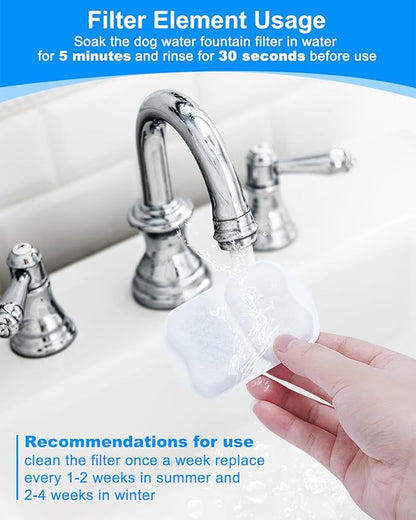 Dog Water Filter Replacement, 10 Set Dog Water Bowl Filters, Pet Water Filter Compatible with oneisall 7L/230oz/1.8G Stainless Steel Dog Water Fountain