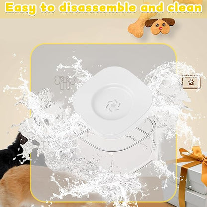 Splash-Proof Cat & Dog Water Bowl 2L Anti-Spill Design Reduces Refill Frequency Splash-Resistant Bowl Keeps Surroundings Clean Slow-Drink Bowl Designed for Pets Who Splash Water (White)