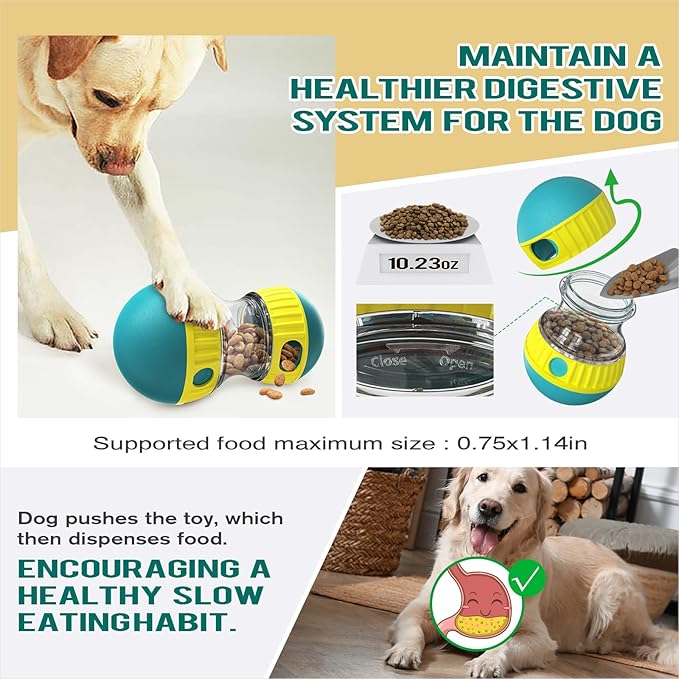 Interactive Food Puzzles Ball for Dogs, Adjustable Treat Dispensing Dog Puzzles Feeder Slow Feeding to Keep Them Busy,Stimulating Dog Toys Suitable Mediu and Larger Dogs（XL Blue）