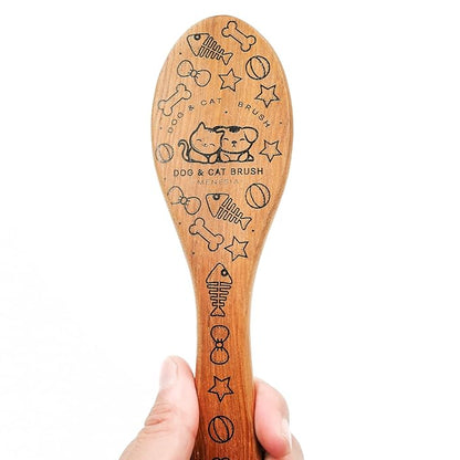 Pet Soft Brush with Wood Handle and Boar Bristle Hair - Soft Cat and Dog Grooming Brush for Short Hair Cats and Small Dogs - Gentle Massage and Dandruff Removal (Cat)
