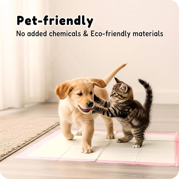 MoMoCo Pink Puppy Pads 23" x 23", 6-Layer Super Absorbent Dog Pee Pads, Leak-Proof Training Pads for Hardwood Floors & Apartments, Flash-Dry Disposable Potty Pads for Puppies & Senior Dogs, 100 Count