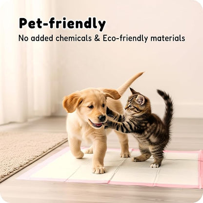 MoMoCo Pink Puppy Pads 23" x 23", 6-Layer Super Absorbent Dog Pee Pads, Leak-Proof Training Pads for Hardwood Floors & Apartments, Flash-Dry Disposable Potty Pads for Puppies & Senior Dogs, 100 Count
