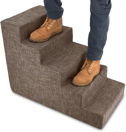 Best Pet Supplies Dog Stairs & Steps - Foam Steps for Small Dogs & Cats, Non-Slip Indoor Balanced Pet Step Support, Dog Ramp, No Assembly, Brown Linen, 5-Step (22.5-inch Height)