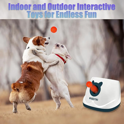 Automatic Ball Launcher for Dogs, Dog Fetch Ball Thrower Launcher, 4 Adjustable Distances, Interactive Pet Self Playing for Small Dogs and Puppies with 10 Balls (2 inches)