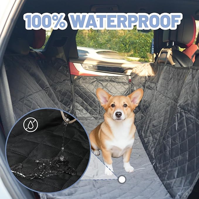 Dog Car Seat Cover for Back Seat, Waterproof Auto Backseat Hammock for Small & Large Dogs,Washable Rear Seat Pet Cover Protector Accessories for Cars, Trucks, SUVs