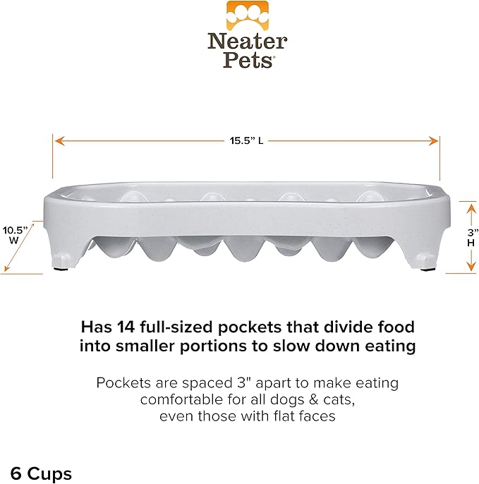 Neater Pet Brands Neater Slow Feeder Dog Bowls, Slows Down Fast Eaters to Help Digestion & Prevent Overeating, Non-Slip Dog Bowl, BPA-Free, Holds 6 Cups of Food for Medium to Large Breed Dogs or Puppy