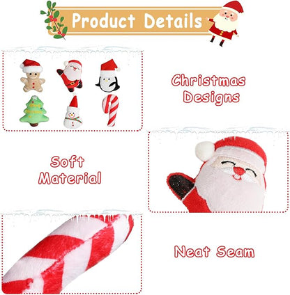 FOIMAS 6pcs Christmas Catnip Toys,Xmas Cat Toys Plush Santa Claus Snowman Tree Interactive Chew Bite Toys for Cat Kitten Indoor