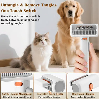 2-in-1 Pet Self-Detangling & Grooming Comb, 2-in-1 Pet Comb, Double-Sided Dematting Brush, Combs Through Knots and Lifts Loose Hair—Quickly (1pcs)