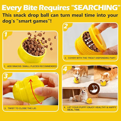 Frozen Treat Dispensing Dog Toy to Keep Them Busy, Interactive Indestructible Dog Puzzle Toy for Small Medium Breeds, Cognitive Dog Enrichment Toys Freezable - Yellow