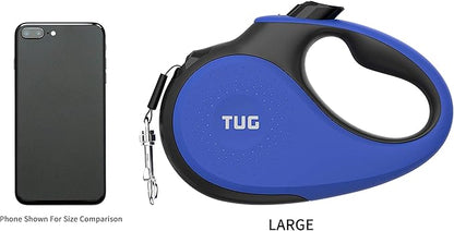 TUG 360° Tangle-Free Retractable Dog Leash with Waste Bag Dispenser (Large, Blue)
