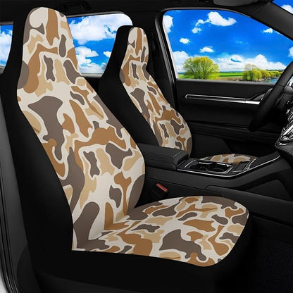 Duck Camouflage Hunting Car Seat Covers 2 Pcs Waterproof Universal Front Seat Protective Cover Easy to Install Automobile Interior Decorate Accessories Fit for Car SUV Trucks