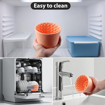 Dog Slow Feeder Lick Bowl - Non-Slip Licking Treat Dispenser for Small Medium Large Dogs, Promotes Anxiety Relief & Prevents Choking, Easy to Clean Feeding Bowl (Light Orange, S)
