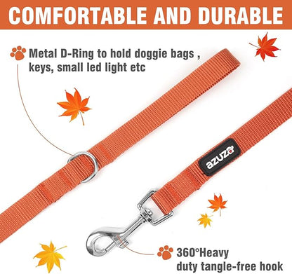 azuza 3 Pack Fall Nylon Dog Leashes Strong & Durable Basic Dog Leash with Easy to Use Collar Hook for Small Dogs, S (6FT,5/8")