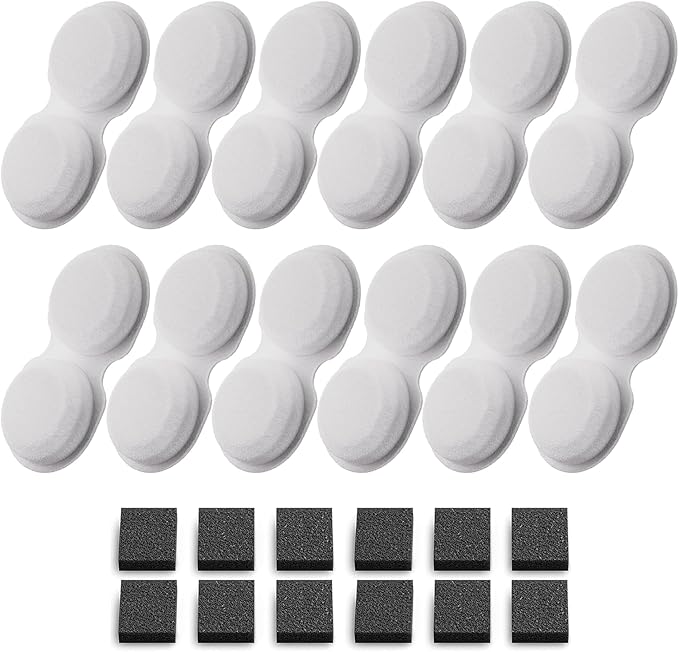 Cat Fountain Filters Replacement: 24 Pet Water Fountain Filters - 12 Carbon Filters + 12 Sponges Filters Suitable for H6 Cat Fountain for Drinking - 6 Months Usage Kit
