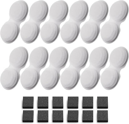 Cat Fountain Filters Replacement: 24 Pet Water Fountain Filters - 12 Carbon Filters + 12 Sponges Filters Suitable for H6 Cat Fountain for Drinking - 6 Months Usage Kit