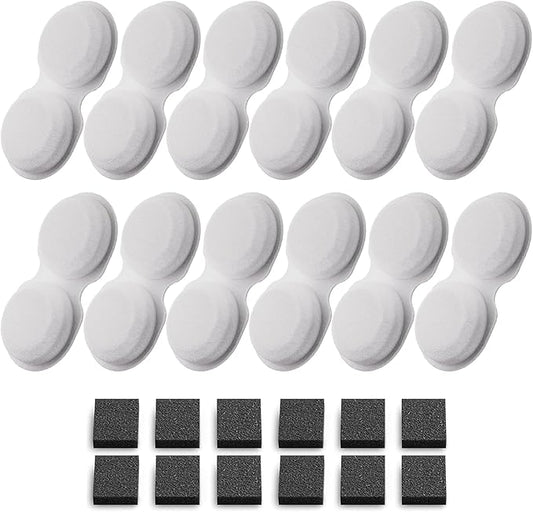 Cat Fountain Filters Replacement: 24 Pet Water Fountain Filters - 12 Carbon Filters + 12 Sponges Filters Suitable for H6 Cat Fountain for Drinking - 6 Months Usage Kit