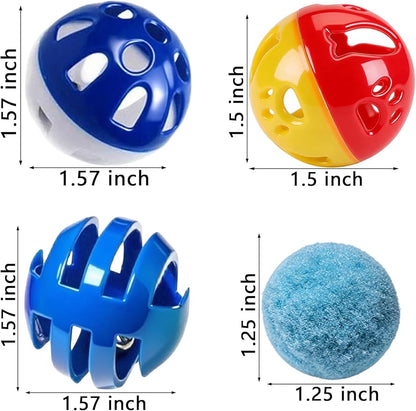 6 Piece Cat Toys Balls for Indoor Kitten, PP Bell Balls and Soft Plush Balls for Kitten Play (1.5'')
