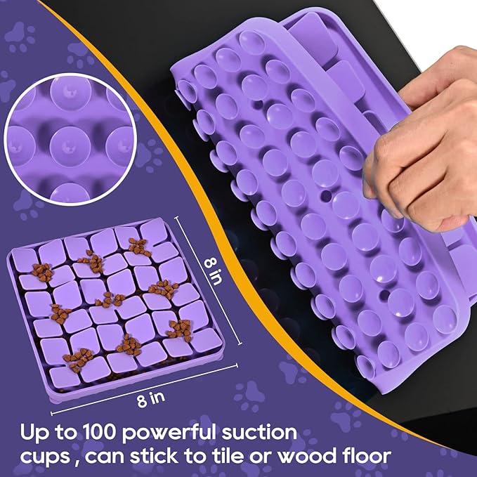Silicone Snuffle Mat for Dogs, Interactive Dog Puzzle Feeder Sniffing Mat, Dog Licking Mat Enrichment Puzzle Mat for Small Medium Large Breed Dogs Rabbit (Purple)