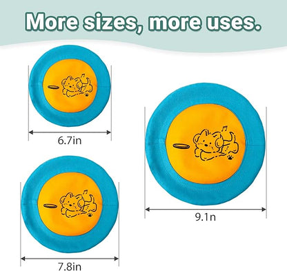 3 Packs Nylon Interactive Dog Flying Disc - Floating Dog Toys for Aggressive chewers - Water Toys for Dogs (Blue and Yellow)