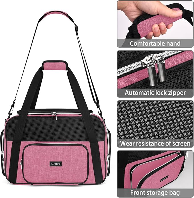 BAGLHER Pet Travel Carrier, Cat Carriers Dog Carrier for Small Medium Cats Dogs Puppies, Airline Approved Small Dog Carrier Soft Sided, Collapsible Puppy Carrier