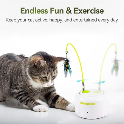 ALL FOR PAWS Interactive Cat Toys, Motion Activated Feather Cat Toy, Automatic Fluttering Bug Enrichment Toy for Kittens, Includes One Insect Replacement