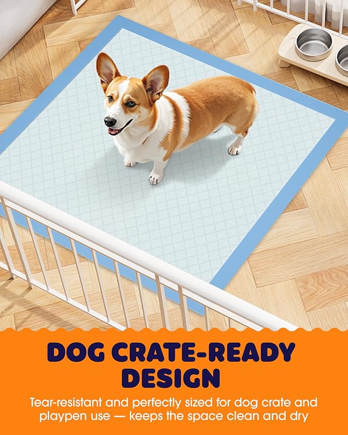 Puppy Pads - Super Absorbent & Spill-Proof Pee Pads for Dogs with 6-Layer Material, Quick-Dry & Hassle-Free Potty Pads for Floors, Furniture, Vehicle, 22" × 22", 100 Packs