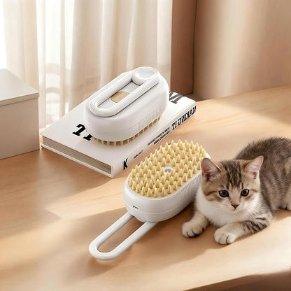 4 in 1 Cat steam brush, USB-Powered Pet for Dogs & Cats | Instant Fog Deshedding Tool, Reduces Shedding & Flyaway Hair | Gentle Grooming Brush for Dog & Cat Hair Loss Control (Beige)