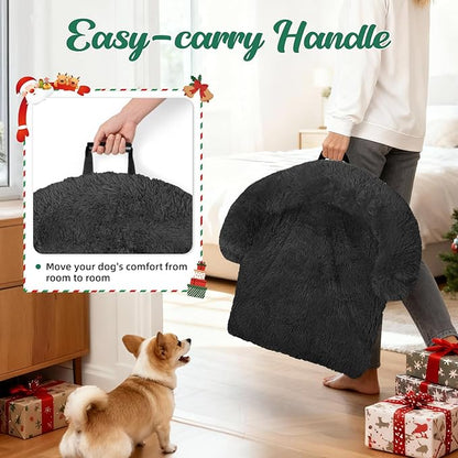 GGIB Calming Dog Bed Christmas Throw Blanket Fluffy Plush Dog Mat Furniture Protector Decoration Holiday Throw for Sofa Couch Cover Large Medium Small Dogs Cats (Extra Large, Dark Grey)