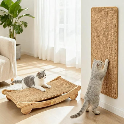 Ordora Cat Scratcher & Mat Set: 31.5" Extra Large Cat Scratch Pad&Bed – Cat Wall Scratcher Protects Sofas and Furniture – Ideal for Indoor Cats to Scratch and Rest