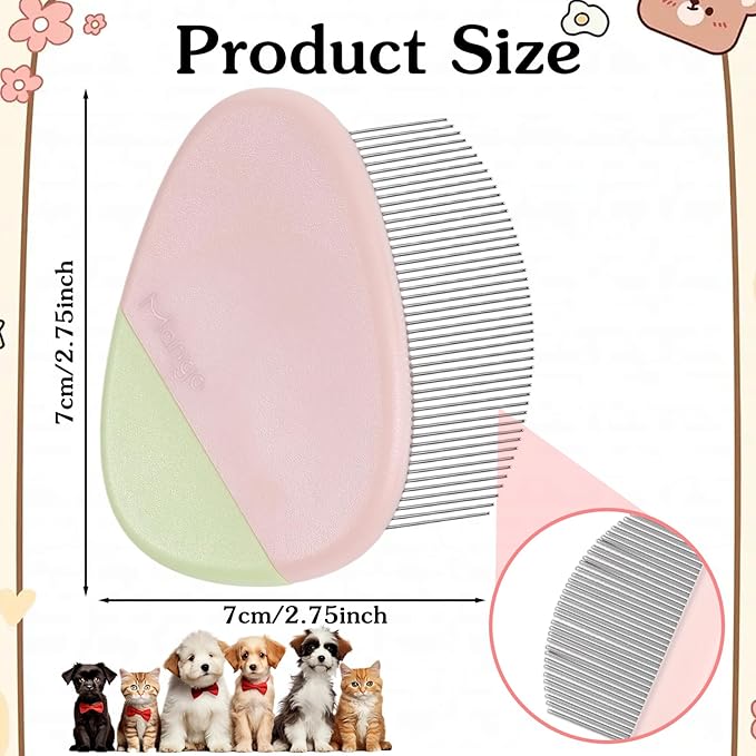 Stainless Steel Dog Eye Comb, Pet Facial Grooming Comb, Dog Flea Comb, Round-Tip Arc Teeth, Stress-free Tear Stain Remover for Dogs & Cats Fit Yorkie, Shih Tzu, Maltese Maltipoo Pomeranian