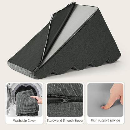 Dog Stairs for Bed 22.4”H,5-Step Dog Ramp for Small Dogs & Cats,Pet Steps for Dogs to get on High Bed, Indoor Anti-Slip Pet Stairs for Old Cats and Puppy,Grey
