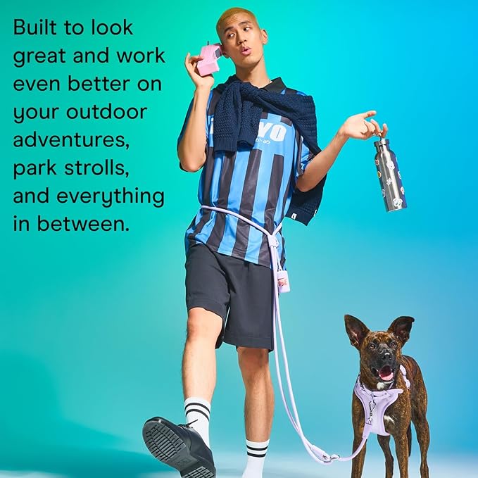 Wild One Hands-Free Adjustable Rope Dog Leash, Standard: 4' to 8.5' Long, .5" Wide, Adjustable for Crossbody, Waist & Handheld, Bubblegum