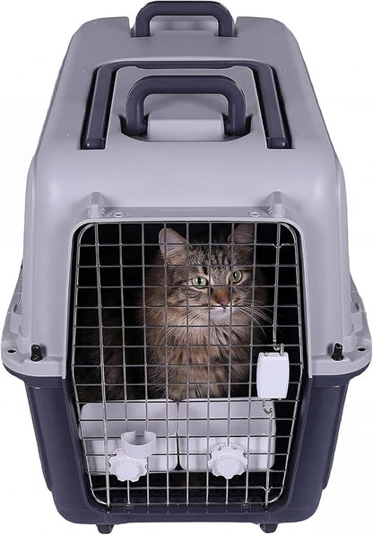 Large Portable Dog Crate Kennel (33×21.6×25.2In) Sturdy Pet Carrier with Handle Metal Door Travel Pet Box for Puppies Kittens Suitable for Air Consignment Out for Medical Treatment Road Trip