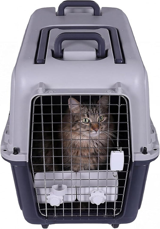 Large Portable Dog Crate Kennel (33×21.6×25.2In) Sturdy Pet Carrier with Handle Metal Door Travel Pet Box for Puppies Kittens Suitable for Air Consignment Out for Medical Treatment Road Trip
