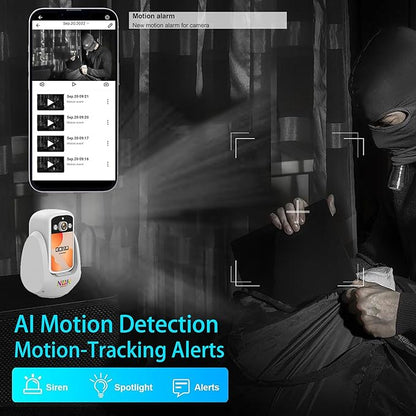 2 Way Video Audio Camera with 2.8-inch Screen, Video WiFi Camera for Home Pet/Cat/Dog, AI Motion Detection, Wireless Facetime Cameras Phone App Sound, One-Click Call, White